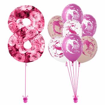 Сет из воздушных шаров 8 марта! Симфония роз 8 шт