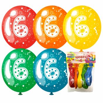 Набор шаров MAXI Праздник Цифра-6 5 шт