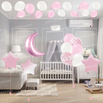 Оформление комнаты на Рождение девочки Звезды 25 шт Оформление комнаты на Рождение девочки Звезды 25 шт