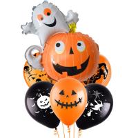 Букет Тыква и Привидение Фигура фольга 1шт+шары латекс с рис 5шт с гелием+обработка+грузик