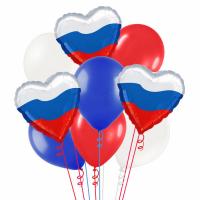 Букет Сердце триколор России  9 шт