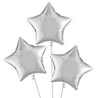 Букет Шары фольга Звезды серебрянные 46 см