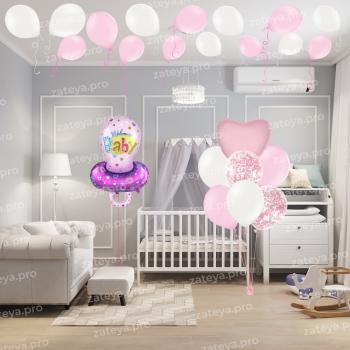 Оформление комнаты на Рождение девочки Соска розовая 23  шт Оформление комнаты на Рождение девочки Соска розовая 23  шт