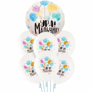 Букет Ура! Мальчик белый 7 шт