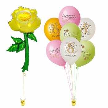 Сет из воздушных шаров 8 марта! Роза 8 шт