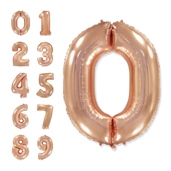 Шар Цифра Розовое золото с гелием 1 шт