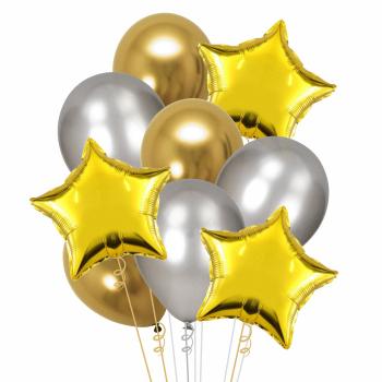 Букет Звезды хром Золото-серебро 9 шт