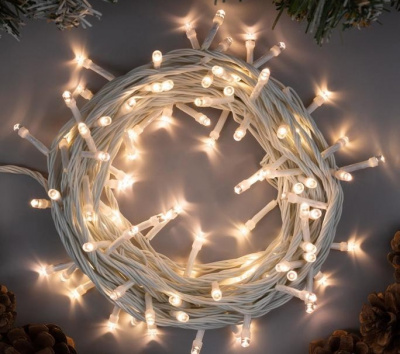 Гирлянда 10 м нить LED100-220V 8р теп.белый 1 шт