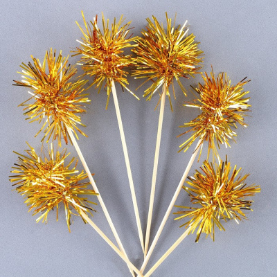 Шпажки Пушистик золото 6 шт Шпажки Пушистик золото 6 шт