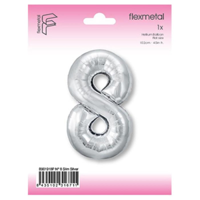 Шар Цифра 8 серебро слим 102 см (FM) Шар Цифра 8 серебро слим 102 см (FM)