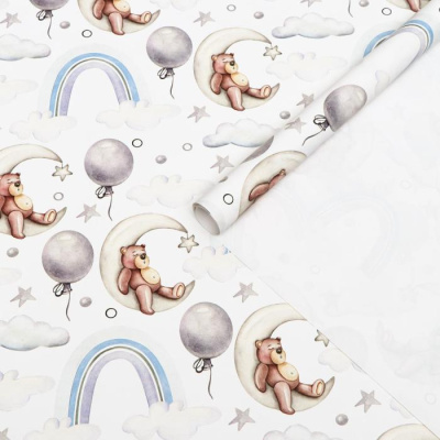 Бумага глянцевая Мишка на луне 100*70 см 1 шт