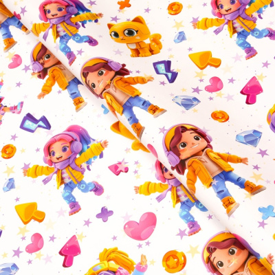 Бумага глянцевая Девушка и котик 70*100 см 1 шт