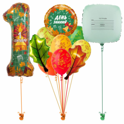Сет из воздушных шаров 1 Сентября! Цифра День знаний! Листья 11 шт