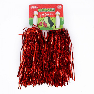 Помпон гофрированный красный 2 шт Помпон гофрированный красный 2 шт