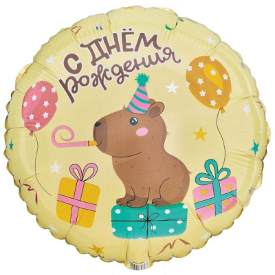 Шар Круг фольга 18" С ДР Капибара Шар Круг фольга 18" С ДР Капибара