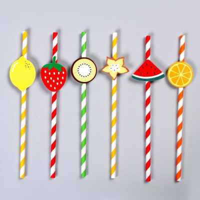 Трубочки для коктейля Фрукты 6 шт   Трубочки для коктейля Фрукты 6 шт
