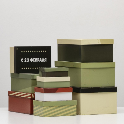 Коробка прямоуг 23 февраля №4 17,5*11*7 см рис микс 1 шт