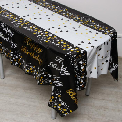 Скатерть С ДР черная 137*183 см 1 шт Скатерть С ДР черная 137*183 см 1 шт