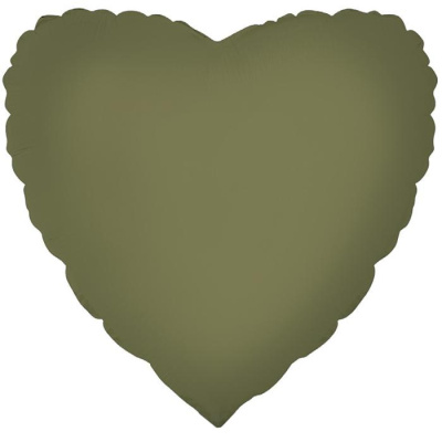 Шар фольга без рисунка Сердце 18" олива матовый (FM)  