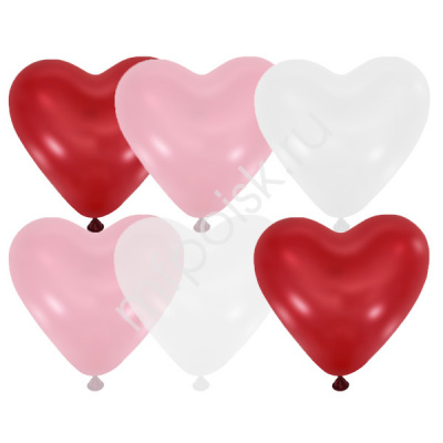 Сердце б/рис. П+Д М12" ассорти 3-х цветное 50 шт