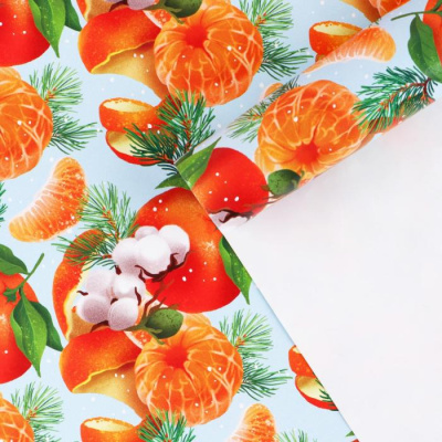 Бумага глянцевая Мандарины 70*100 см 1 шт Бумага глянцевая Мандарины 70*100 см 1 шт