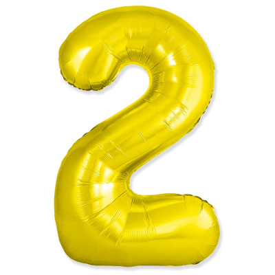 Шар Цифра 2 золото Слим 100 см (FM) Шар Цифра 2 золото Слим 100 см (FM)