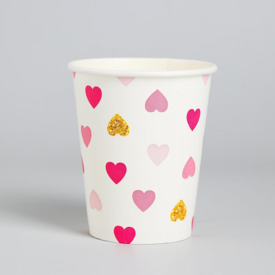 Стакан бум. Сердца 250 мл 10 шт