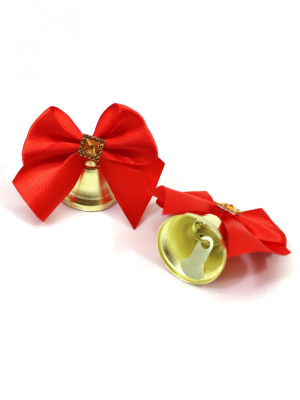 Колокольчик выпускника бант красный с украшением микс 1 шт