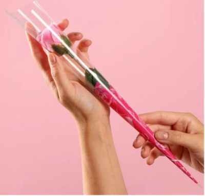 К Мыльная роза в слюде микс 30 см 1 шт