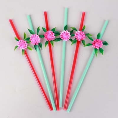 Трубочки для коктейля Ярко-розовый цветок микс 6 шт Трубочки для коктейля Ярко-розовый цветок микс 6 шт