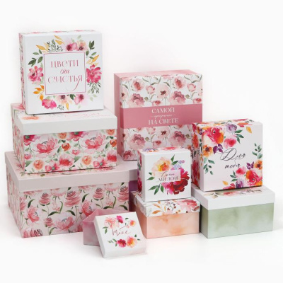 Коробка квадрат Цветы №3 см 1 шт