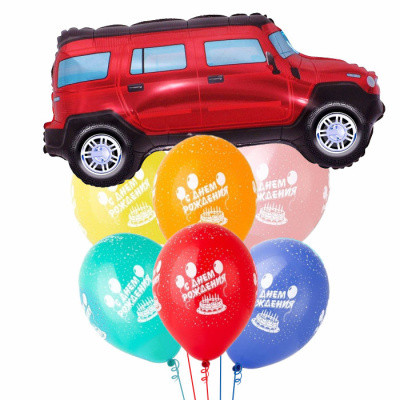 Букет С Днем Рождения Джип красный 7 шт Букет С Днем Рождения Джип красный 7 шт