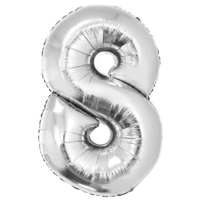 Шар Цифра 8 серебро 102 см