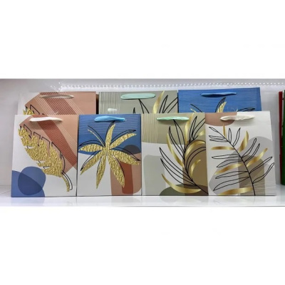 Пакет ламинат Листочки микс 32*26*10 см 1 шт