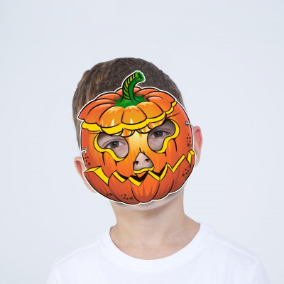 Маска - ободок картон Хэллоуин тыква на резинке 1 шт Маска - ободок картон Хэллоуин тыква на резинке 1 шт