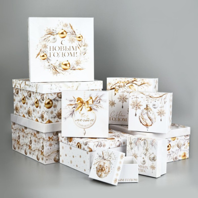 Коробка квадрат Белая роскошь №4 рис микс 1 шт Коробка квадрат Белая роскошь №4 рис микс 1 шт