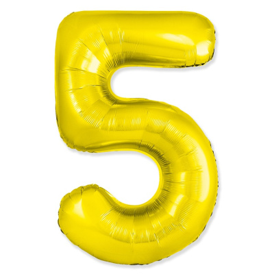 Шар Цифра 5 золото Слим 100 см (FM)