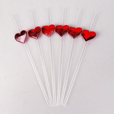 Трубочки для коктейля Сердца 6 шт