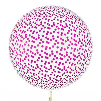 Шар Баблс 50 см с конфетти круги матовый фуксия