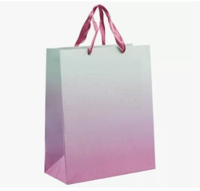 К Пакет ламинат Градиент блеск серебро 26*32*10 см цвет микс 1 шт