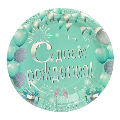 Тарелка Яркий праздник бирюза бум. 18 см 6 шт Тарелка Яркий праздник бирюза бум. 18 см 6 шт