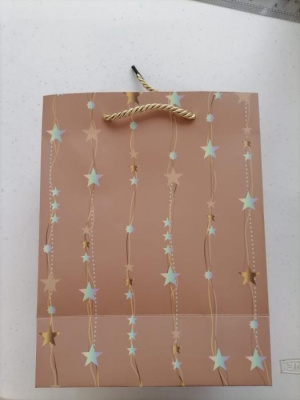 К Пакет крафт Нити звезд 18*23*10 см цвет микс 1 шт
