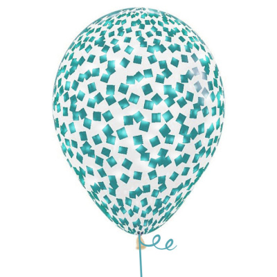 Букет Шары кристалл с конфетти квадратики глянец тиффани 35 см 