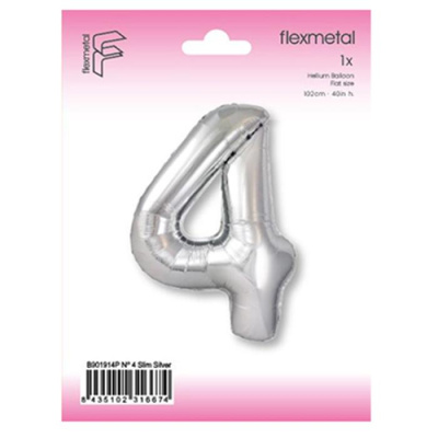 Шар Цифра 4 серебро слим 102 см (FM) Шар Цифра 4 серебро слим 102 см (FM)