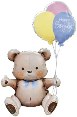 Шар фольга Фигура Под воздух Мишка на ДР 1 шт