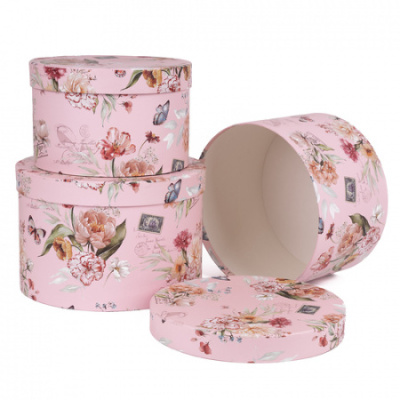 Коробка круг Цветы на роз №1 20,5*13 см 1 шт