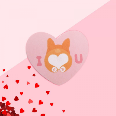 Открытка Любовь корги 7*6 см 1 шт