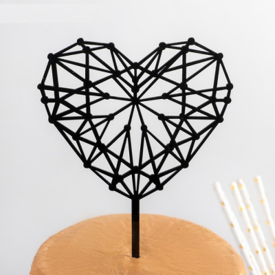 Топпер Сердце черный 16*12 см 1 шт Топпер Сердце черный 16*12 см 1 шт