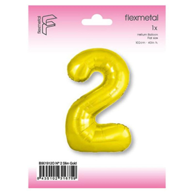 Шар Цифра 2 золото Слим 100 см (FM) Шар Цифра 2 золото Слим 100 см (FM)