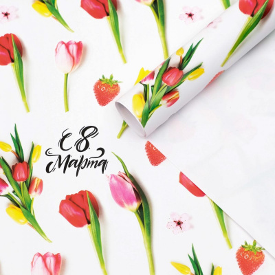 Бумага глянцевая С 8 Марта 70*100 см 1 шт